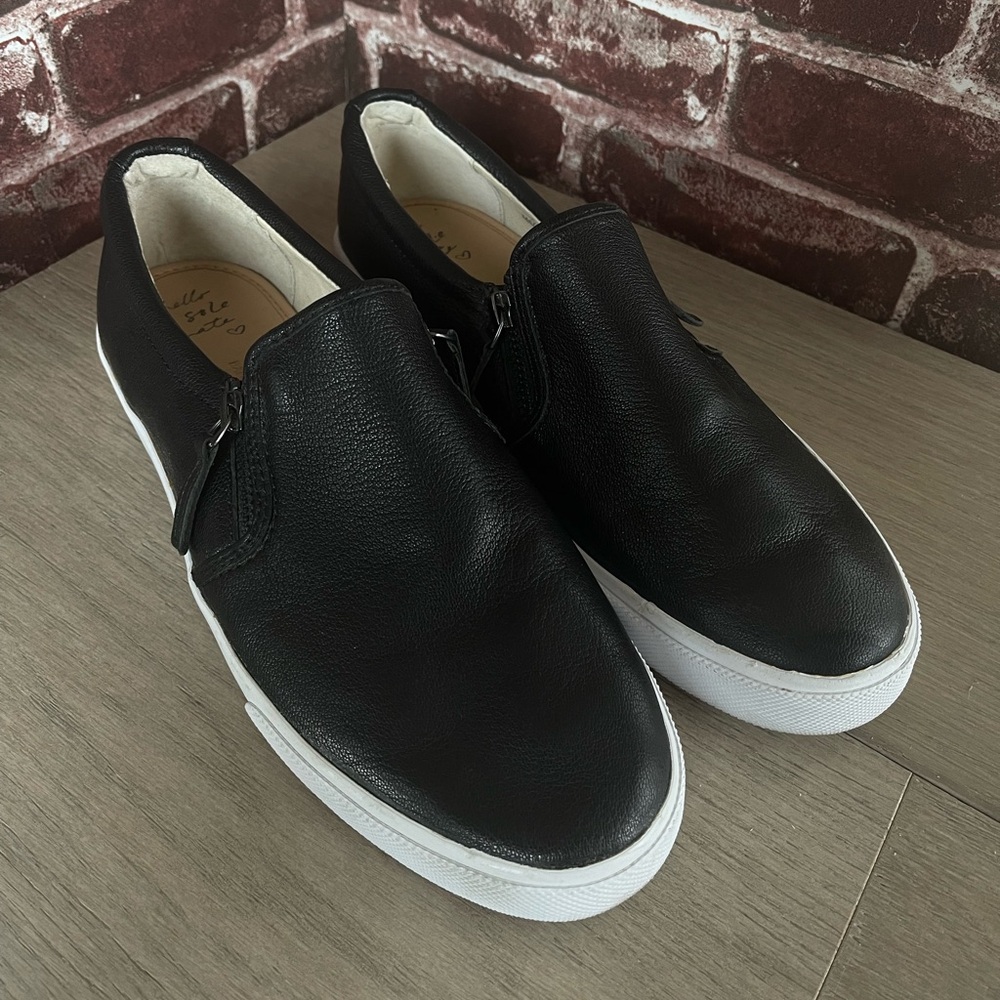 Banana Republic Leather Zip Slide On Sneakers